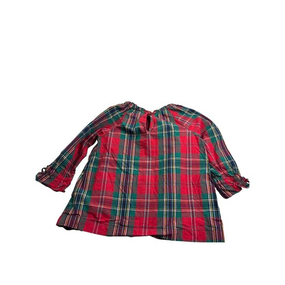 Crewcuts Girls Plaid Long Sleeve Top 8 Cotton Blend Red Green White Yellow Silve - Picture 2 of 5